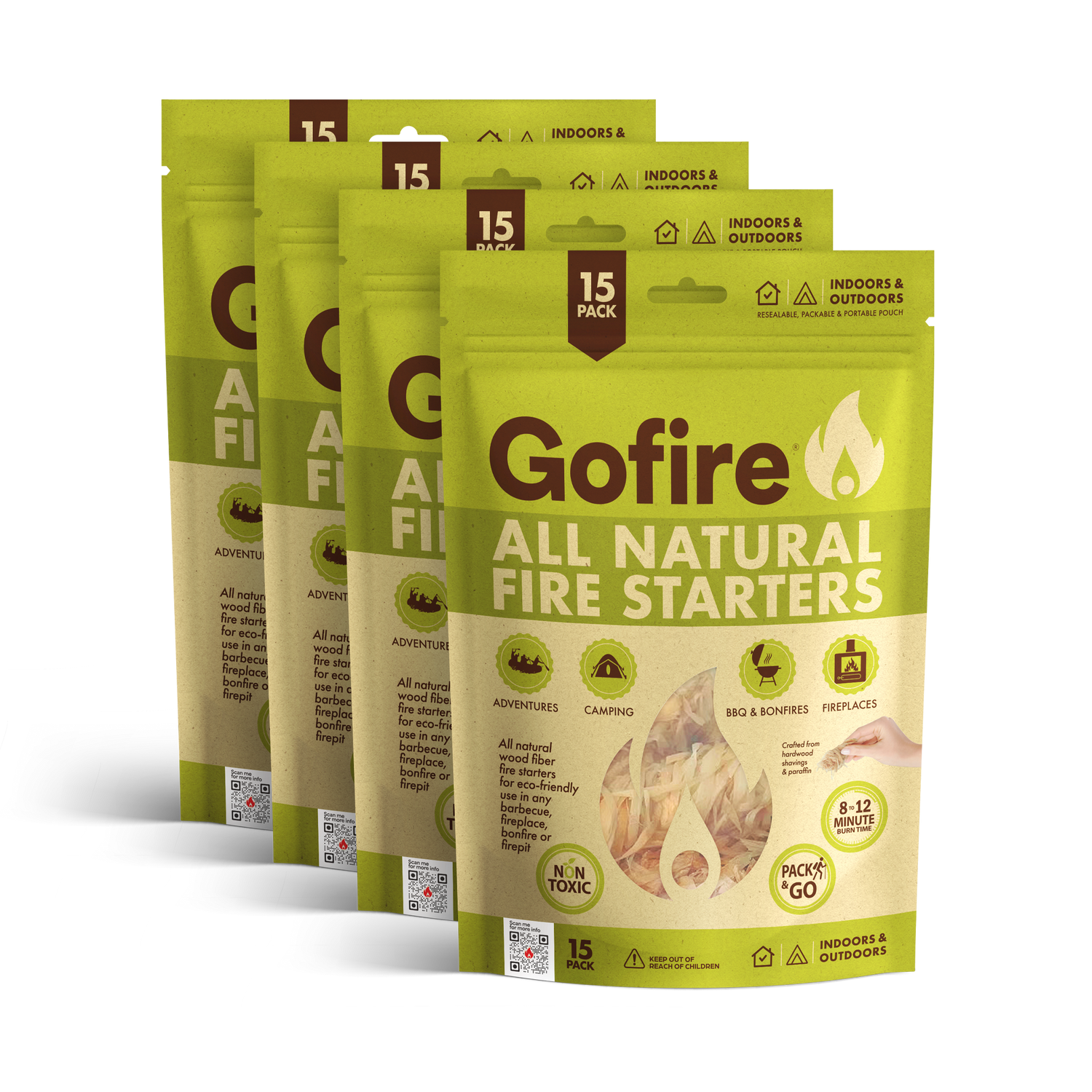 Four Packs of Gofire All Natural Fire Starters
